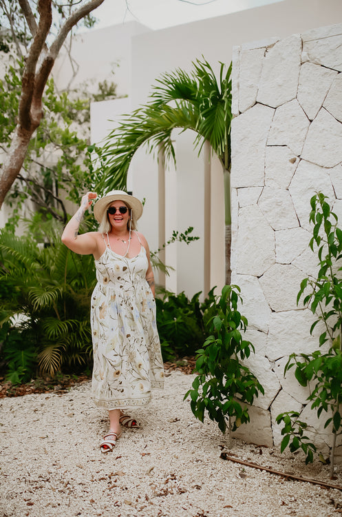 Smocked Detail Midi Dress | Vintage Garden