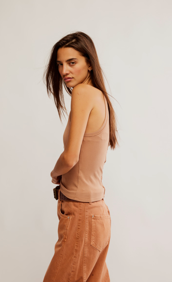 Free People Mia Tank, featuring a slim fit throughout, Macchiato