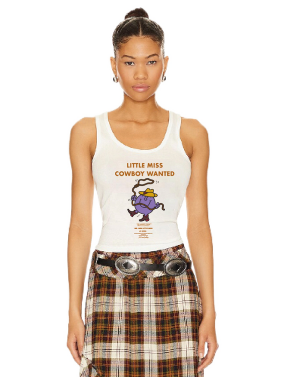 Little Miss Cowboy Wanted Rib Tank | White