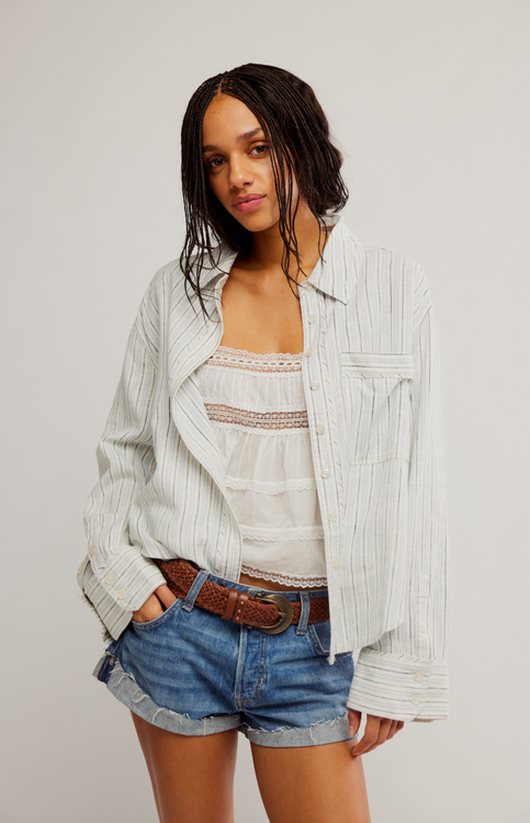 Striped Linen Laurel Button-Up | Ivory Combo