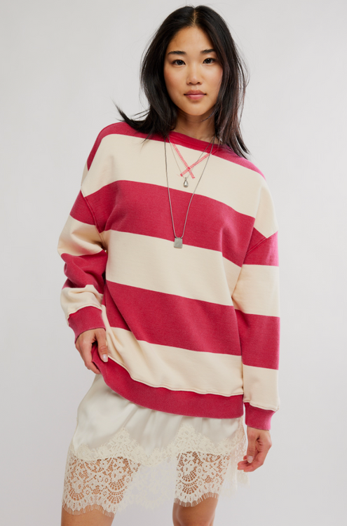 Classic Wide Striped Crew | Cherry Combo
