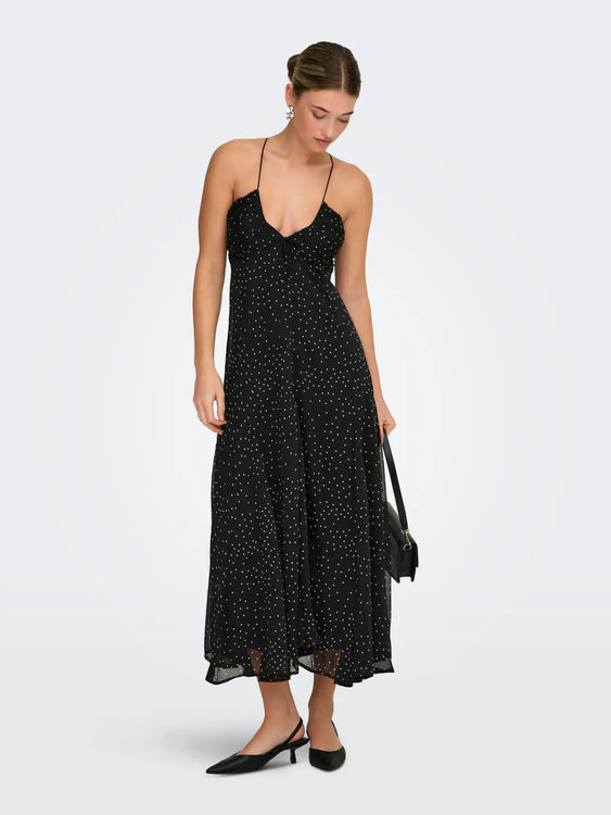 Elle Strap Dress | Black Polka Dot