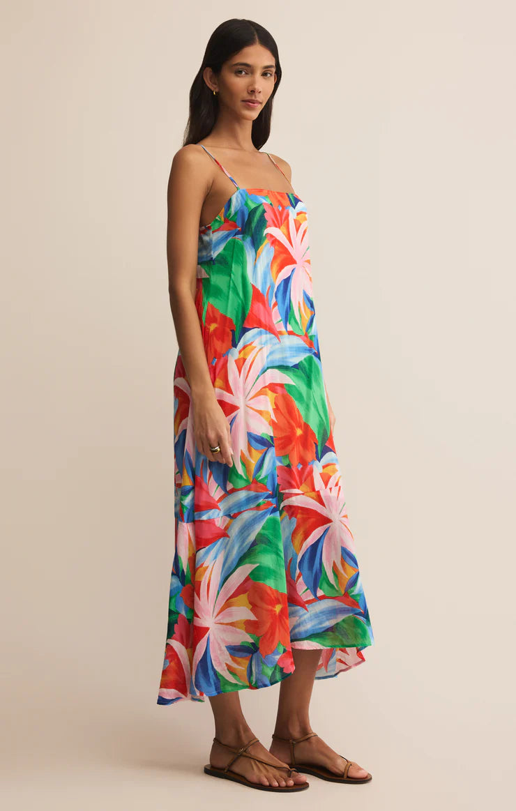 Z Supply Coast Villa Floral Midi Dress with floral print, lightweight feel, and relaxed midi silhouette for warm-weather style, Multi