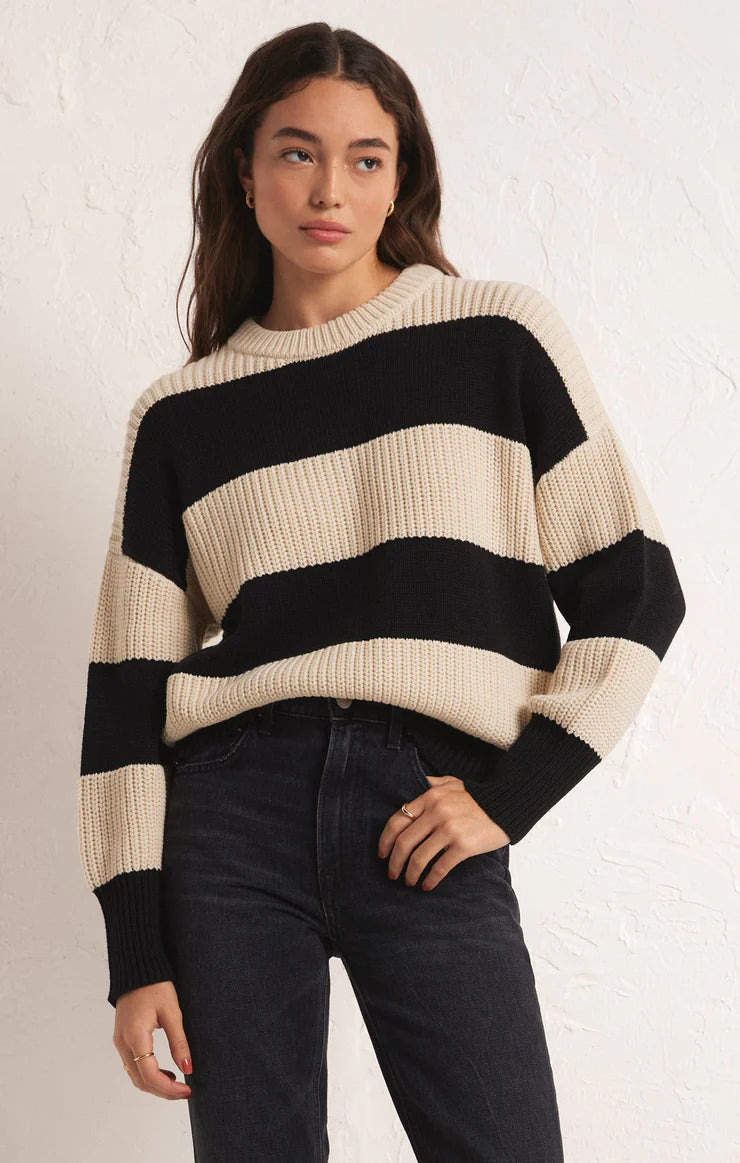 Fresca Stripe Sweater | Black