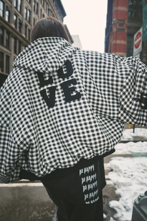 The Be Happy Gingham Padded Zip Up