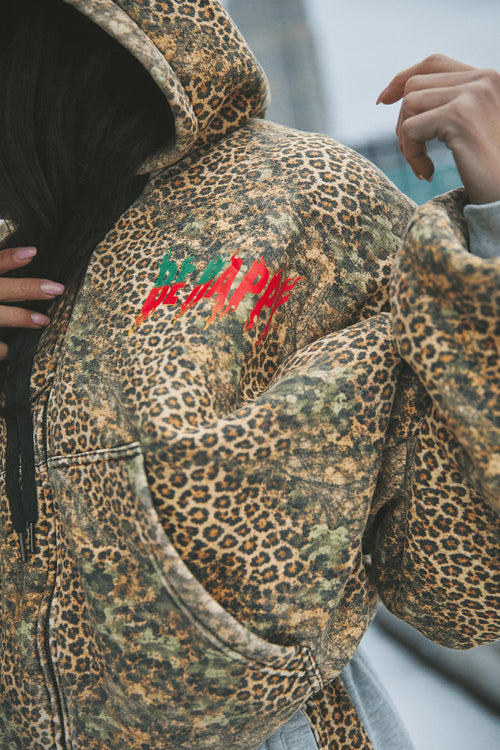 The Be Happy Leopard Padded Zip Up