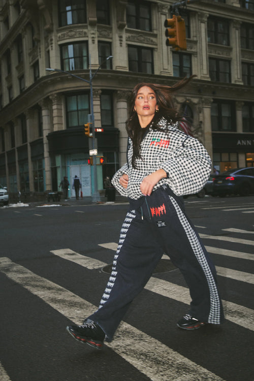Be Happy Wide Leg Sweat Pants | Gingham