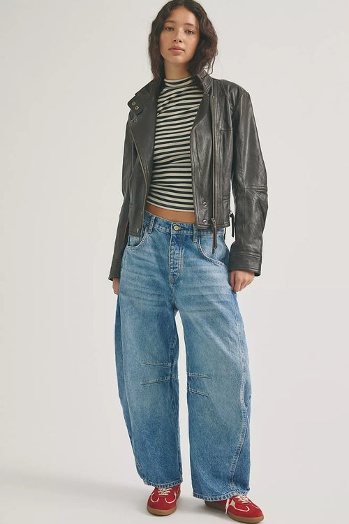 Good Luck Mid-Rise Barrel Jeans | Ultra Light Beam