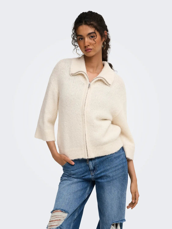 Maggie Zip-Up Cardigan | Birch Melange