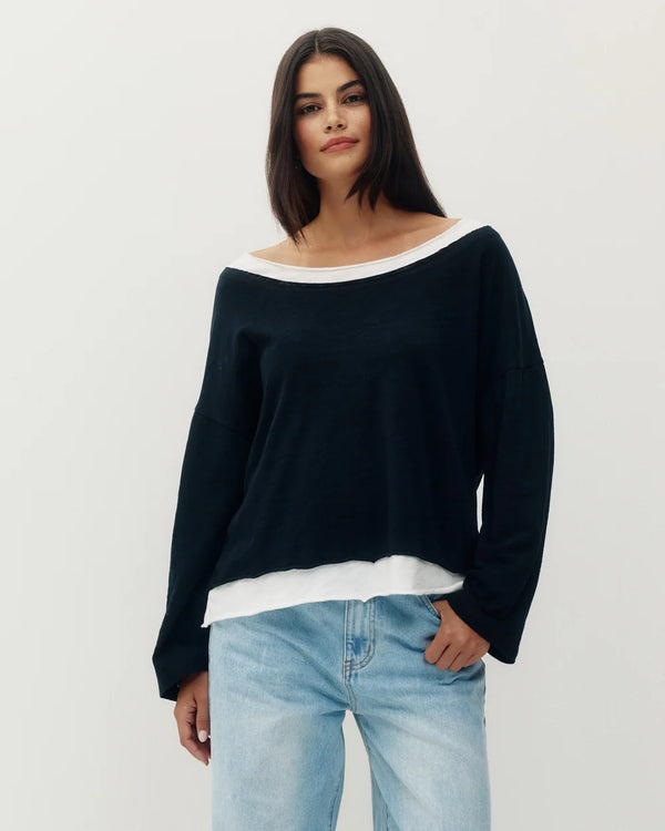 Bamboo Layer Longsleeve | Black/White