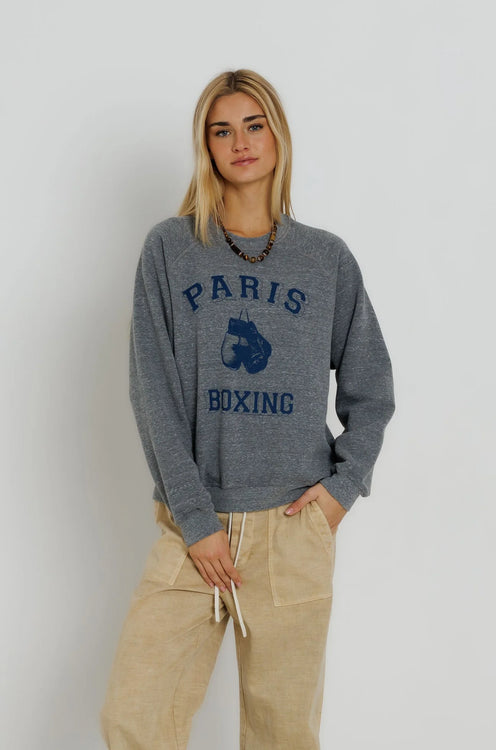 Paris Boxing Raglan Crew | Heather Grey