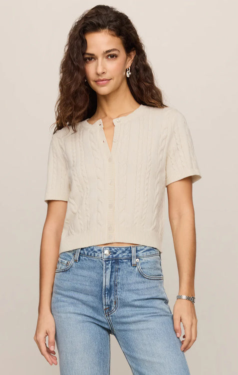 Cera Short Sleeve Cardigan | Cloud