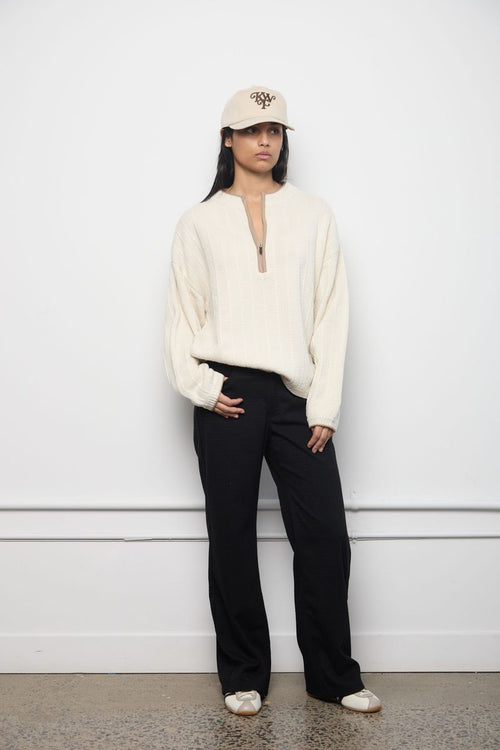 Outline Half-Zip Sweater | Cloud Dancer