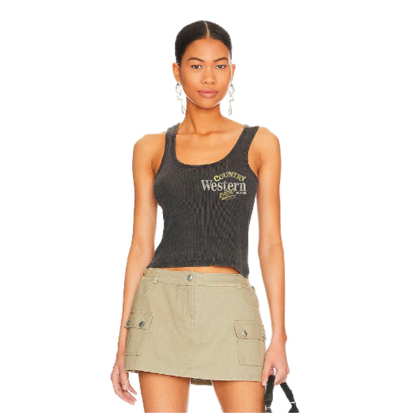 Country Western Radio Rib Tank | Black Snow