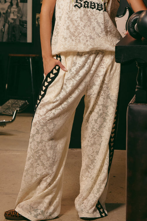 The Raving Heart Lace Pants | Cream