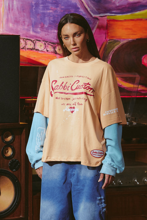 The Long Sleeve Sabbi Custom Tee | Apricot