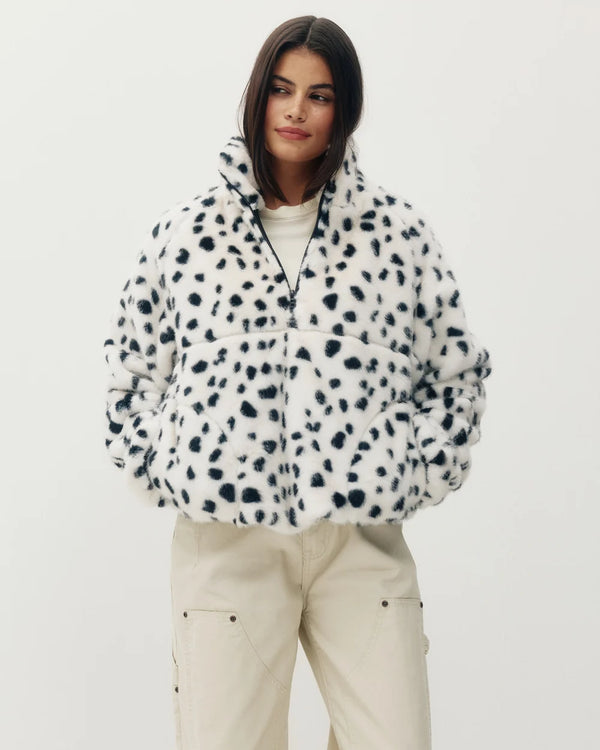 Tachette Faux-Fur Zipup | Dalmatian Spots
