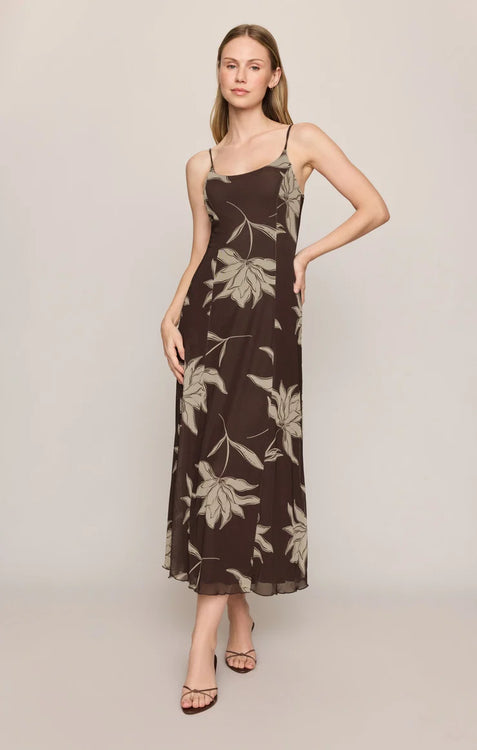 Charisma Floral Mesh Maxi Dress | Dark Chocolate