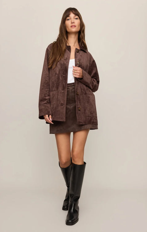 Decker Faux Suede Chore Coat | Dark Chocolate