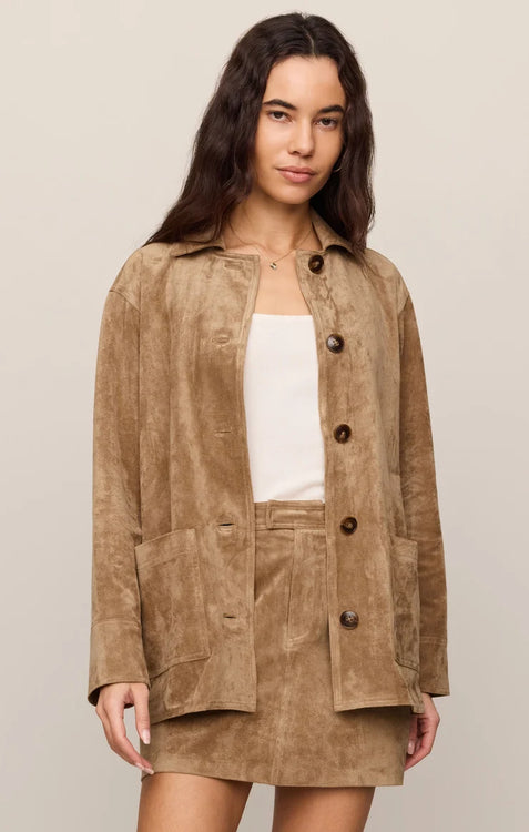 Decker Faux Suede Chore Coat | Light Sand
