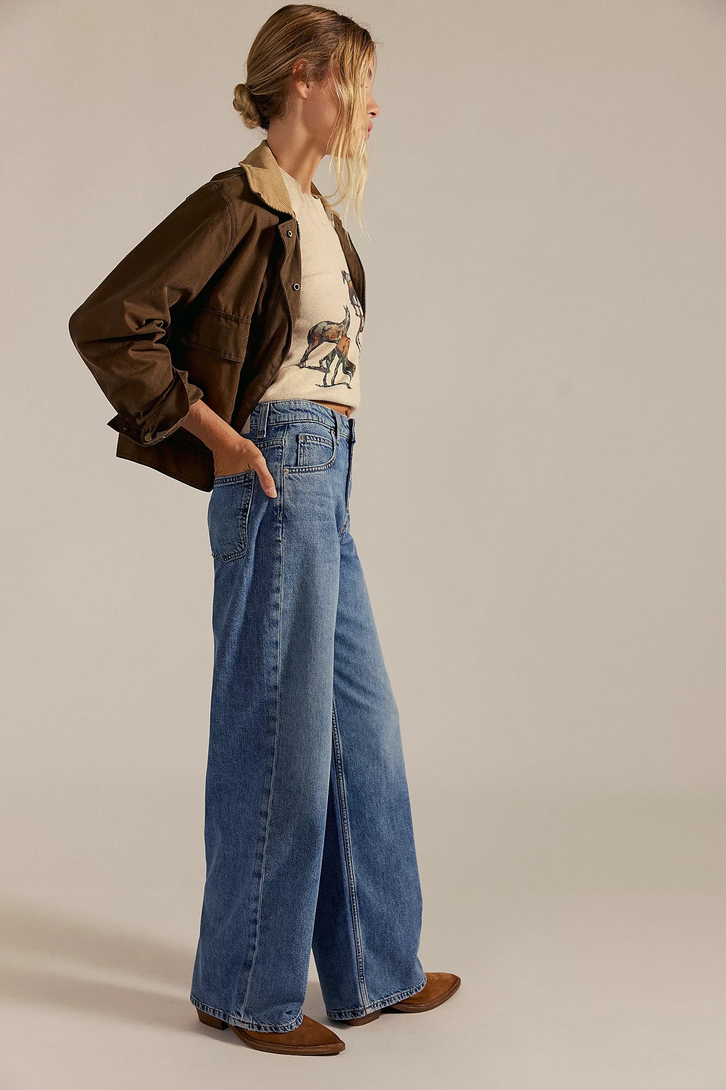 Free People Nia Low Rise Boyfriend Jeans with a relaxed, slouchy fit, low-rise waist, and classic denim styling, Friday