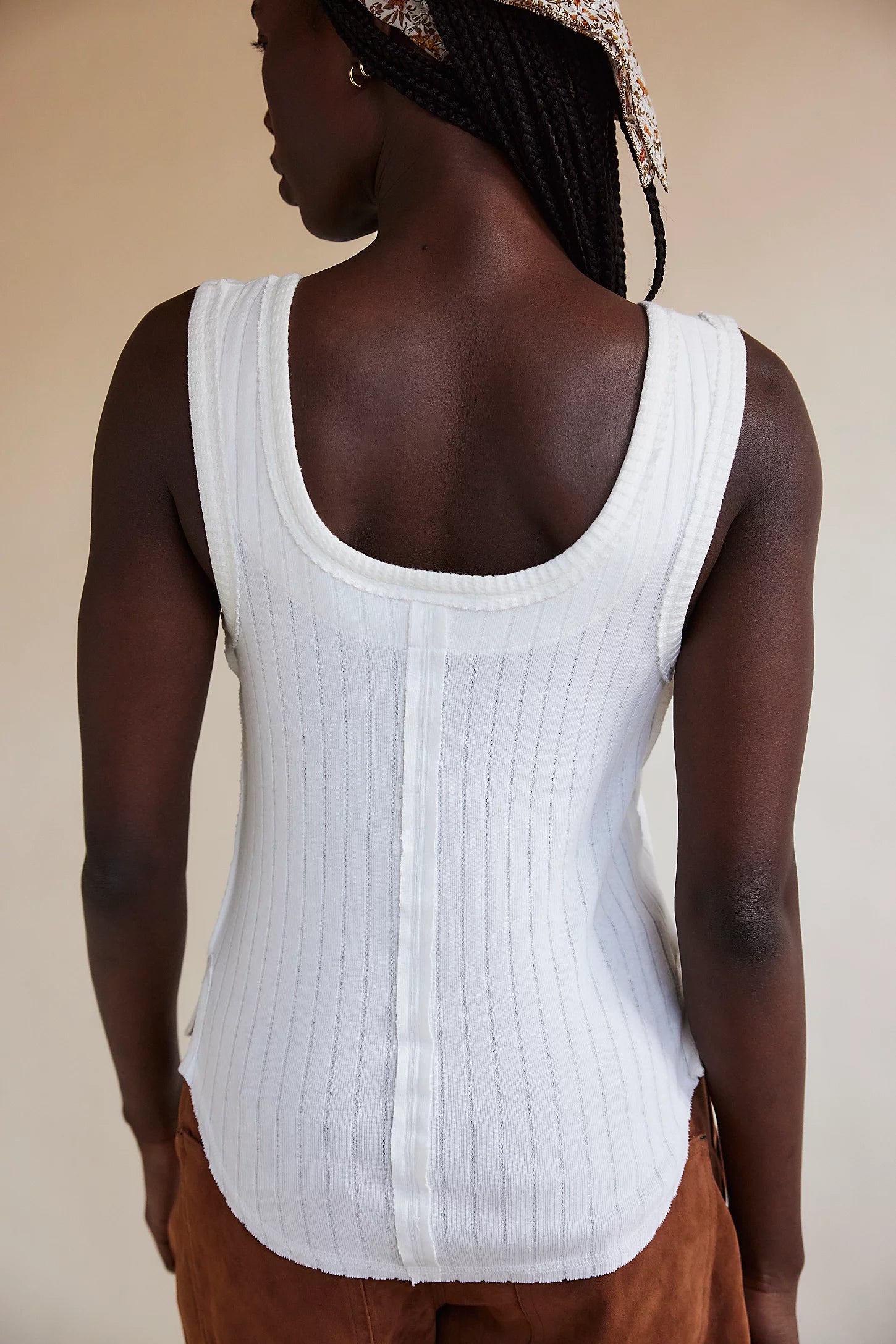 Free People Bryson Henley Tank – a sleeveless ribbed tank with a button-front Henley neckline and fitted silhouette, White