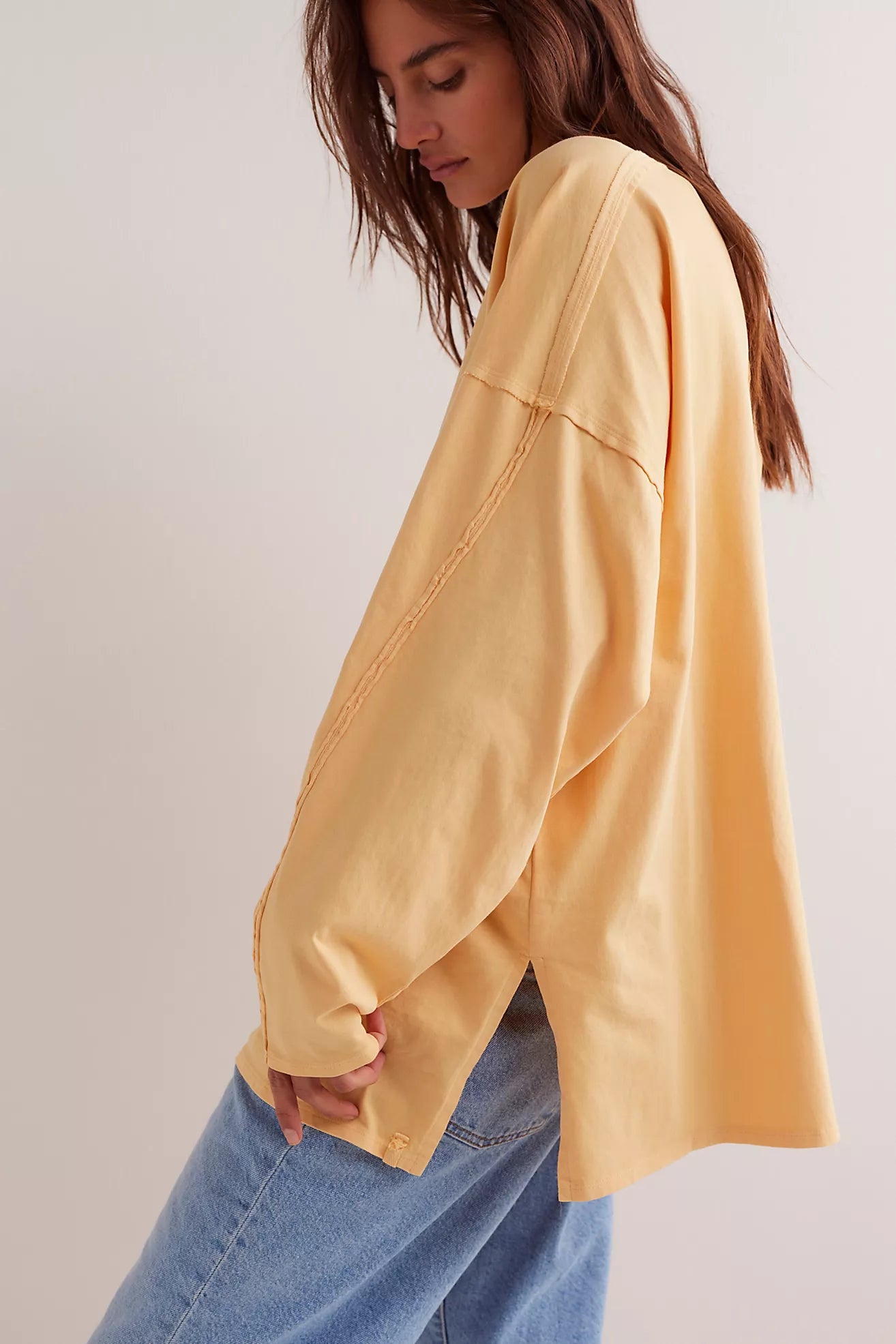 We the Free Heater Tee with a crew neckline, relaxed fit, and soft fabric, offering a comfortable, effortless style, Flax