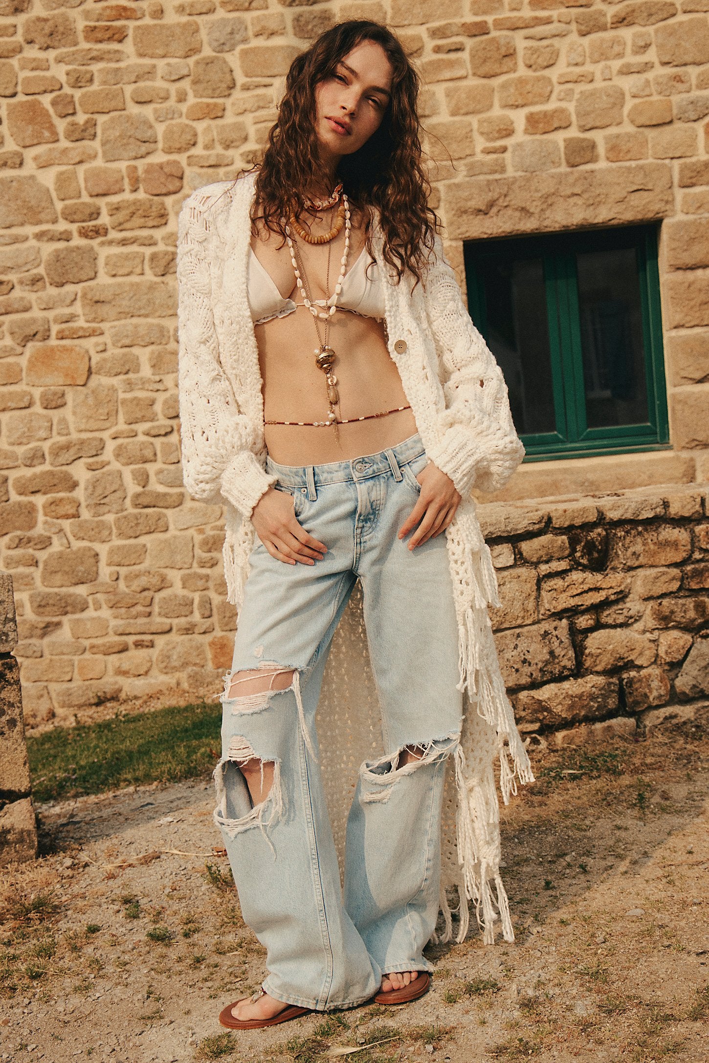 Free People Tennessee Low Rise Boyfriend Jeans with a relaxed, slouchy fit, distressed detailing, and vintage-inspired wash, Indigo Run