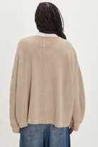 We The Free Dawson pocket thermal, long-sleeve waffle-knit top with relaxed fit and front chest pocket, Smooth Stone