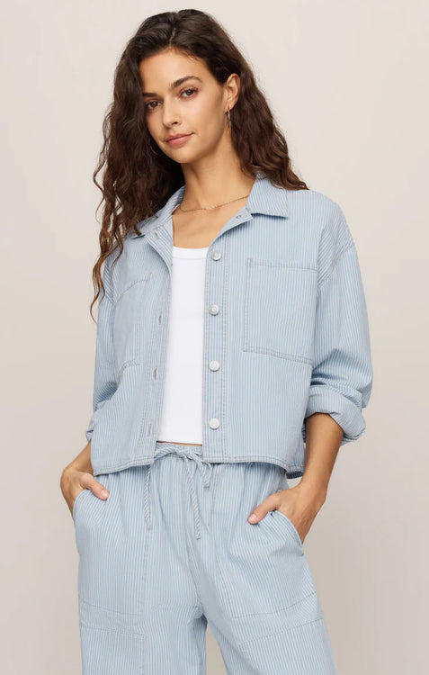 Erin Soft Denim Railroad Jacket | Seaboard Stripe