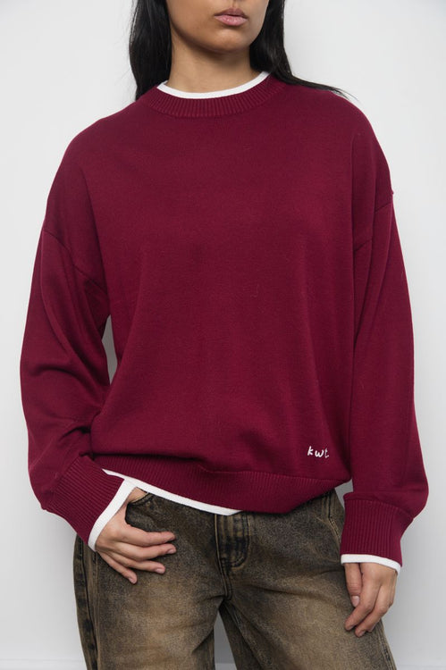 Duet Cashmere Crew | Winter Fig/White