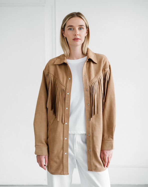 Suede Fringe Jacket | Camel