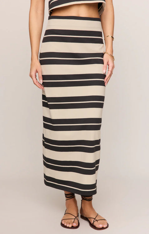 Gail Striped Jersey Midi Skirt | Ash Black