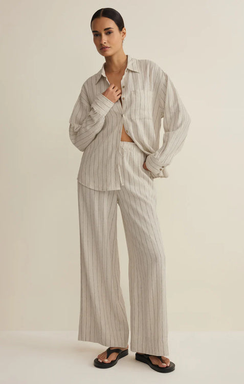Henri Striped Wide Leg Pants | Linen