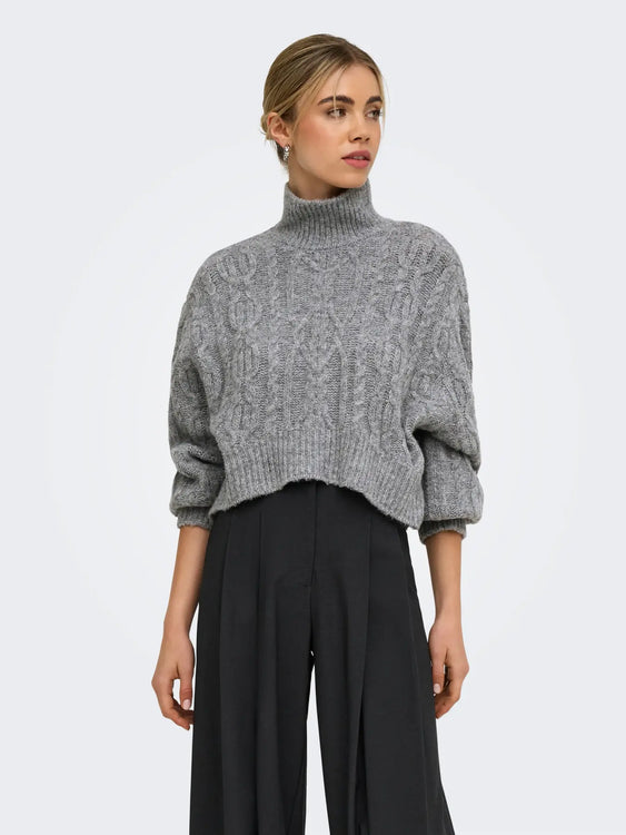 Hilde Cable Knit Sweater | Medium Grey Melange