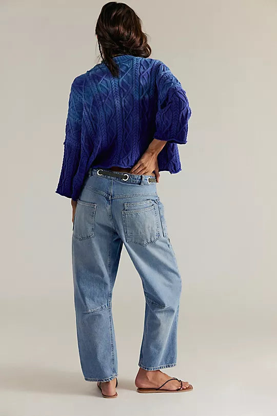 Free People Moxie Low Slung Pull-On Jeans – Low-rise, pull-on jeans with a relaxed fit, Truest Blue