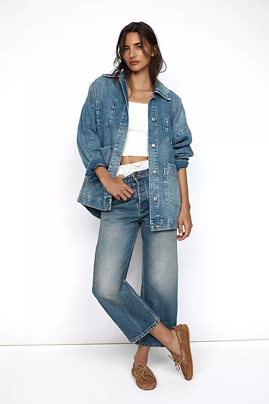 We The Free Deep Trance Dropped Boyfriend Jeans with a relaxed, oversized fit, distressed detailing, and a slightly tapered leg, From Beyond