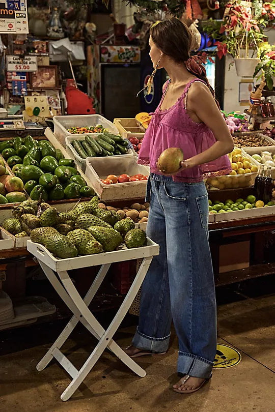 Free People East Bay Cuffed Jeans – high-rise, relaxed-fit jeans with a cuffed hem and five-pocket styling, Spunky