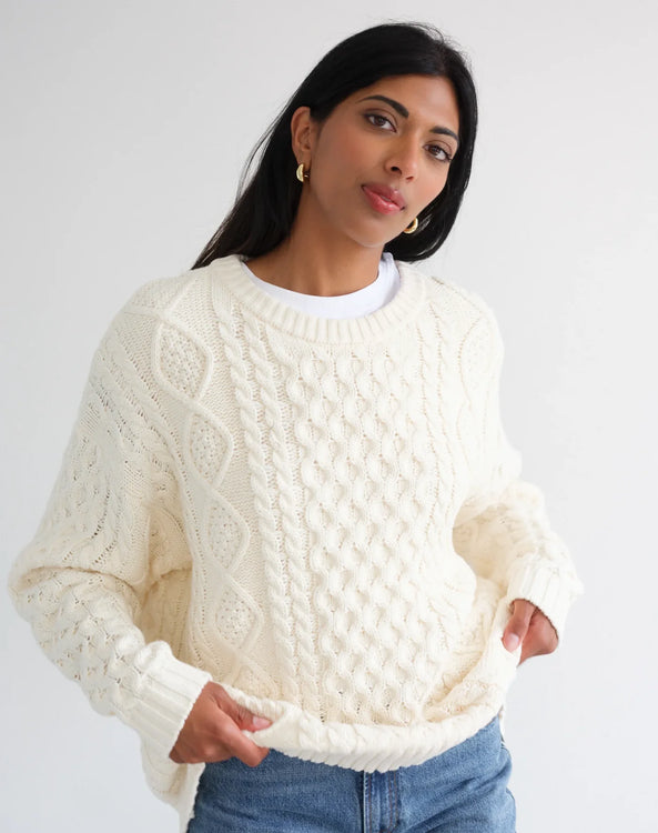 Irish Cable Knit Sweater | Cream