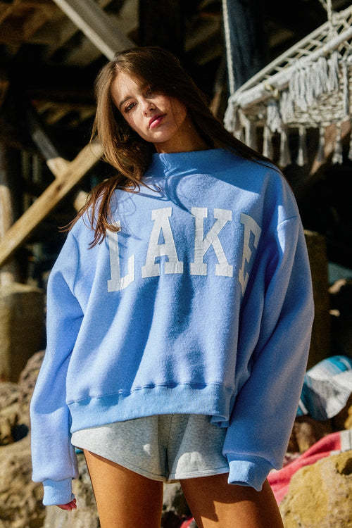 Lake + Beach Reversible Mock Neck Sweatshirt