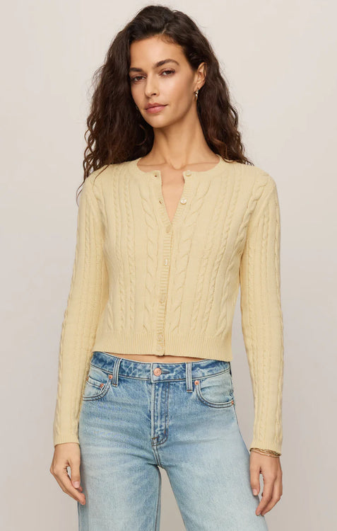 Cera Long Sleeve Cardigan | Lemon Chiffon