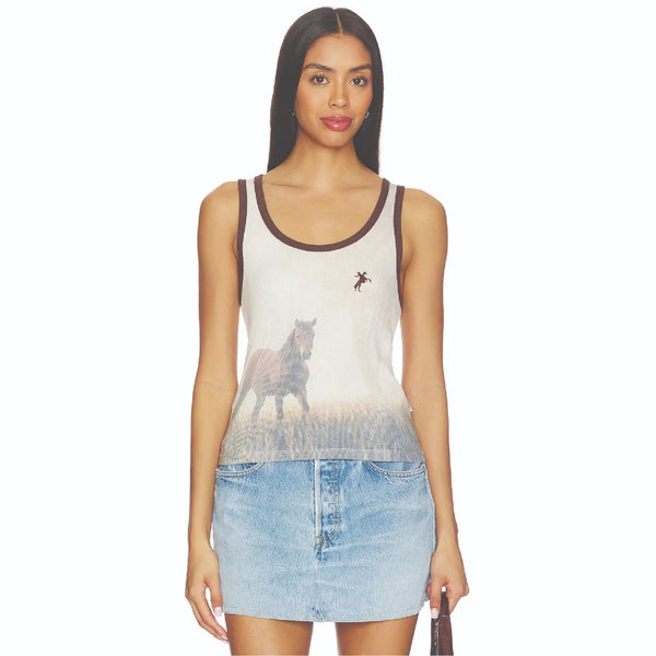Ranch Life Rib Tank | White & Brown