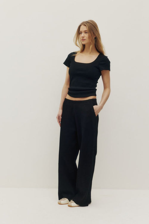 Liz Waffle Pants | Black