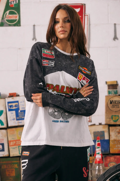 The Long Sleeve Mermaid Racing Tee | Black & White