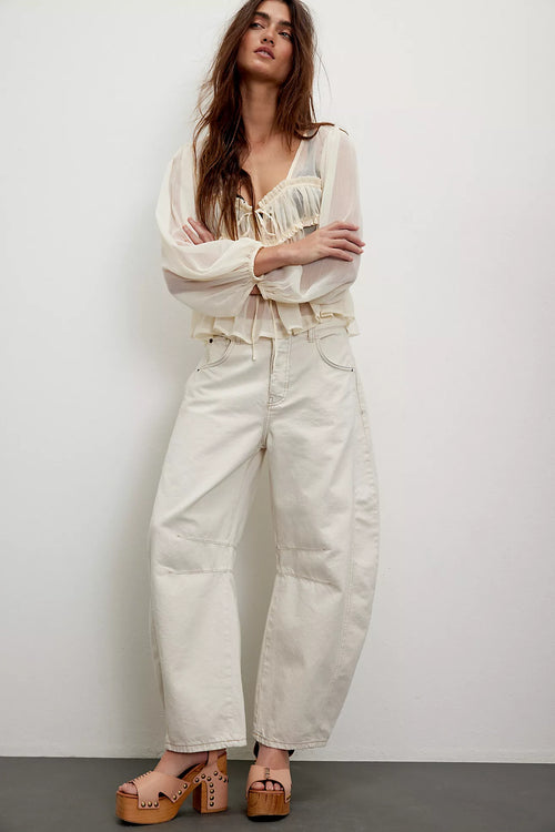 Good Luck Mid-Rise Barrel Jeans | Milk