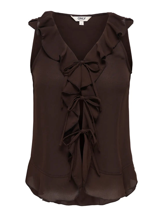 Monet Flowy Ruffle Top | Chocolate Martini
