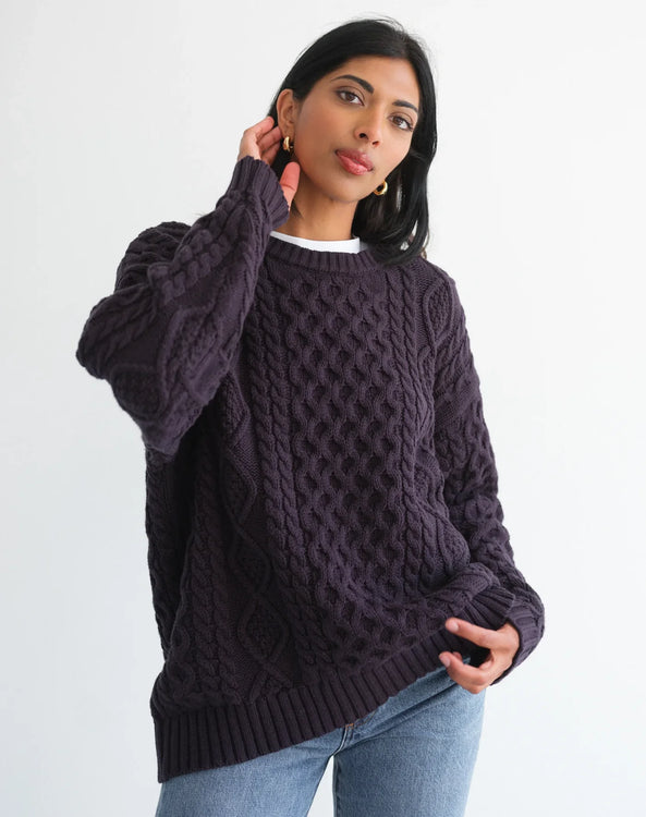 Irish Cable Knit Sweater | Navy