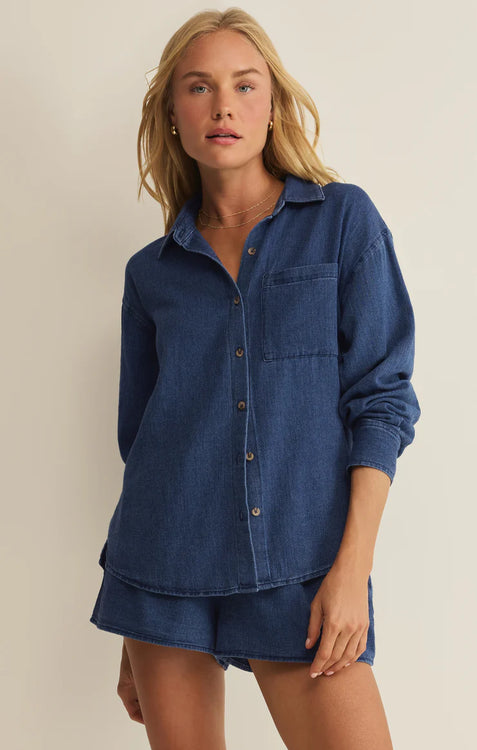 The Perfect Twill Button Up | Twilight Blue