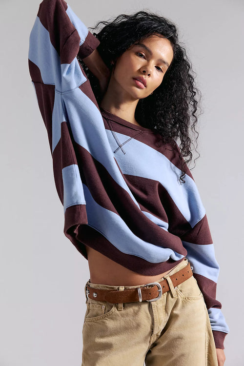Classic Wide Striped Crew | Periwinkle Combo