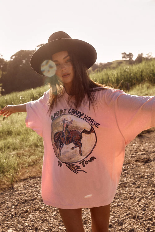 The Very Oversized Crazy Horse Tee | Pink